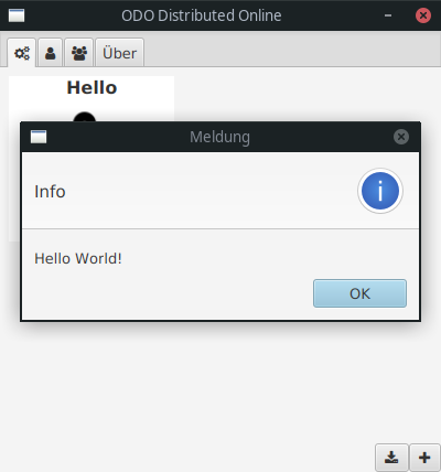 Screenshot of the running Hello app